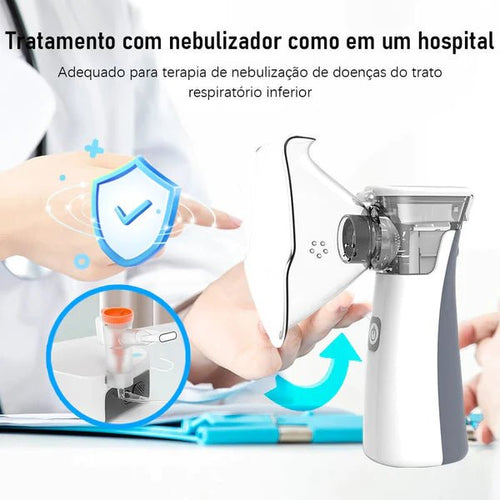 Inalador Nebulizador Portátil e Ultra Silencioso + 3 Máscaras de Brinde